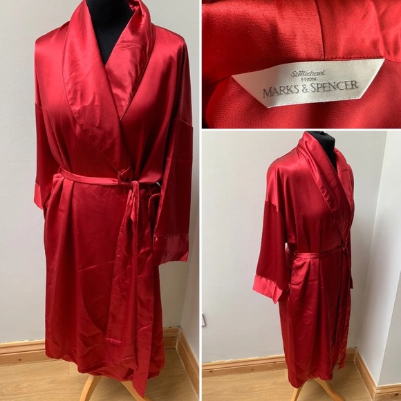 Marks & Spencer Other - Vintage 90s St Michael red satin dressing gown size 12-14
